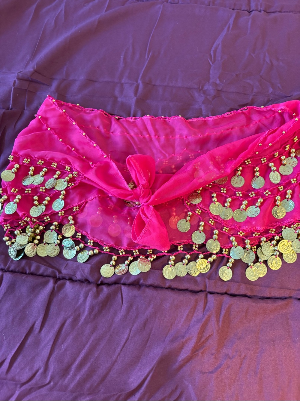 Boho belly dance pink and gold Holiday wrap skirt/scarff